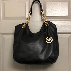 Michael Kors Lilly Black Leather Hobo Bag 35T0GLLT3L